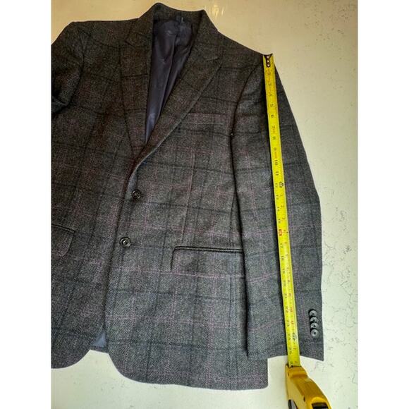 Jos. A. Bank Mens Sz 42R Gray Windowpane Jacket Tailored Fit Wool Blazer - Picture 10 of 12